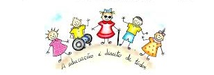 Ilustração sobre educação inclusiva, com crianças e a frase: A educação é direito de todos